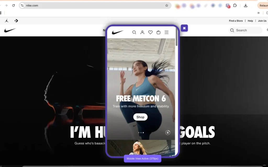 Nike's website screenshot